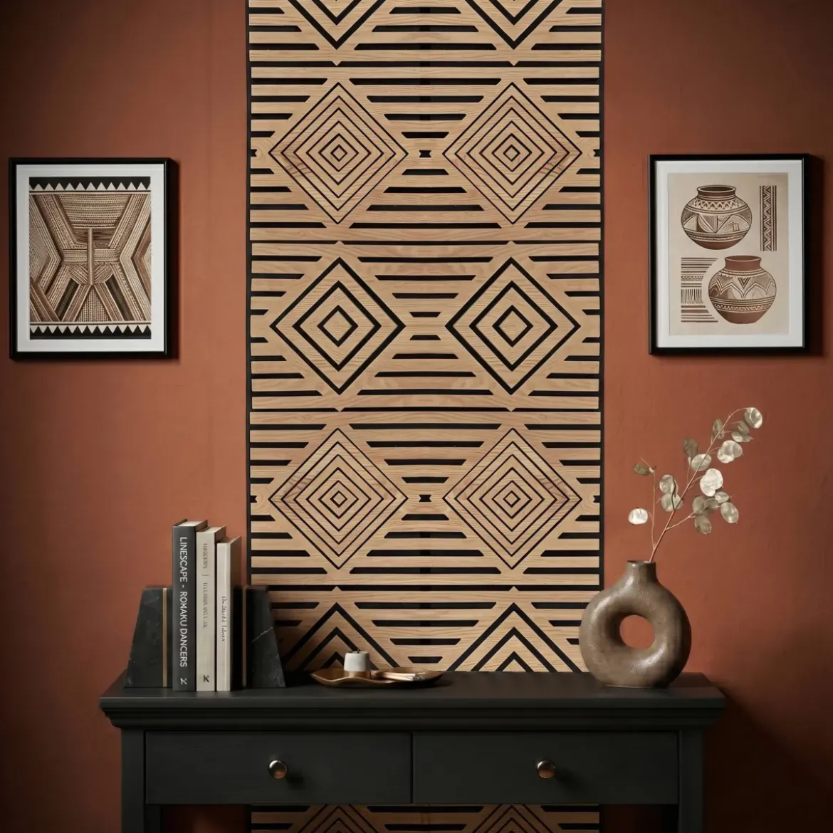 Set di 4 pannelli murali in legno (60 cm) Lior Naturale
