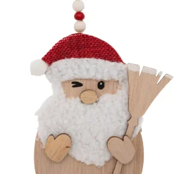 Set di 2 pendenti in legno (H12 cm) Scope di Natale Naturale e Rosso