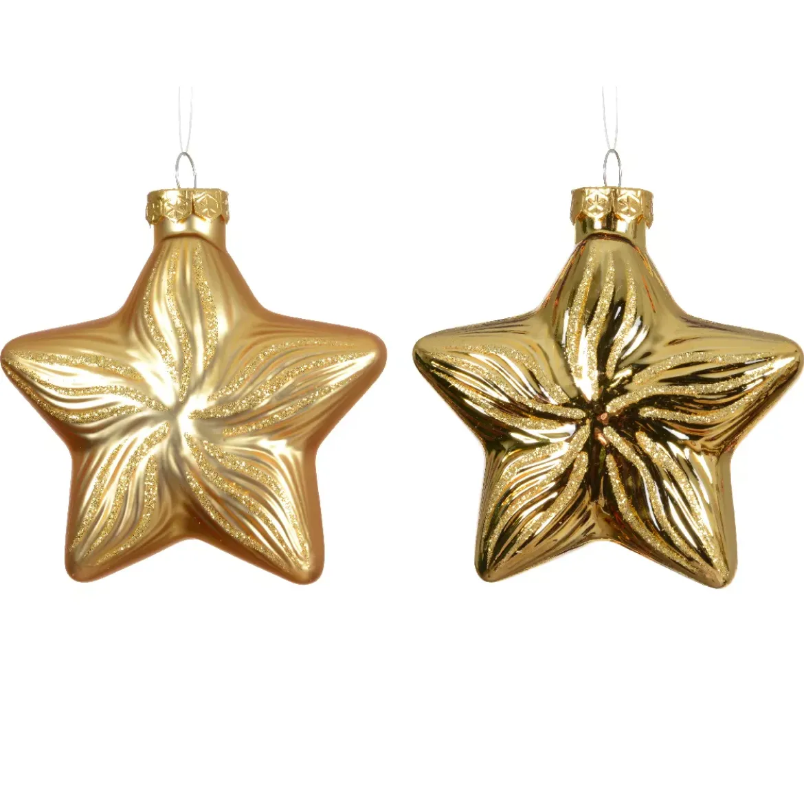 Set di 2 pendenti in vetro (H10 cm) Stelle Celesti Oro