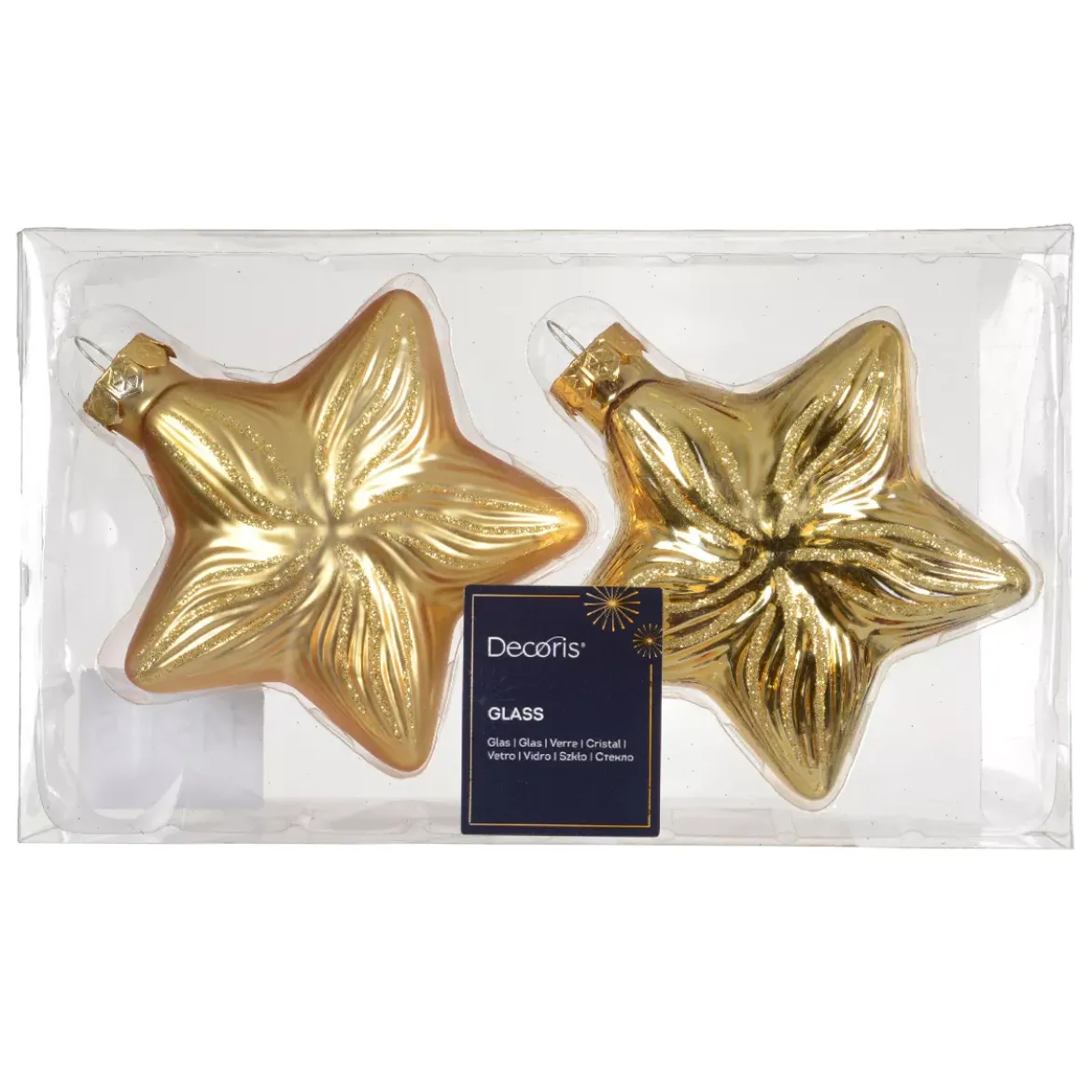 Set di 2 pendenti in vetro (H10 cm) Stelle Celesti Oro