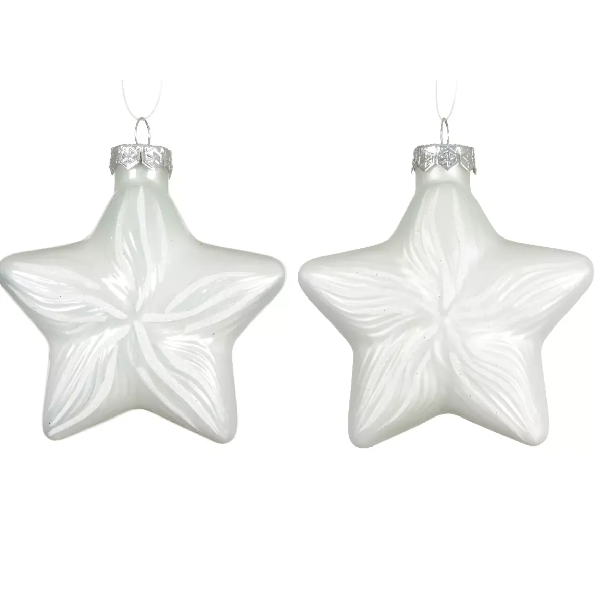 Set di 2 pendenti in vetro (H10 cm) Stelle Celesti Bianco