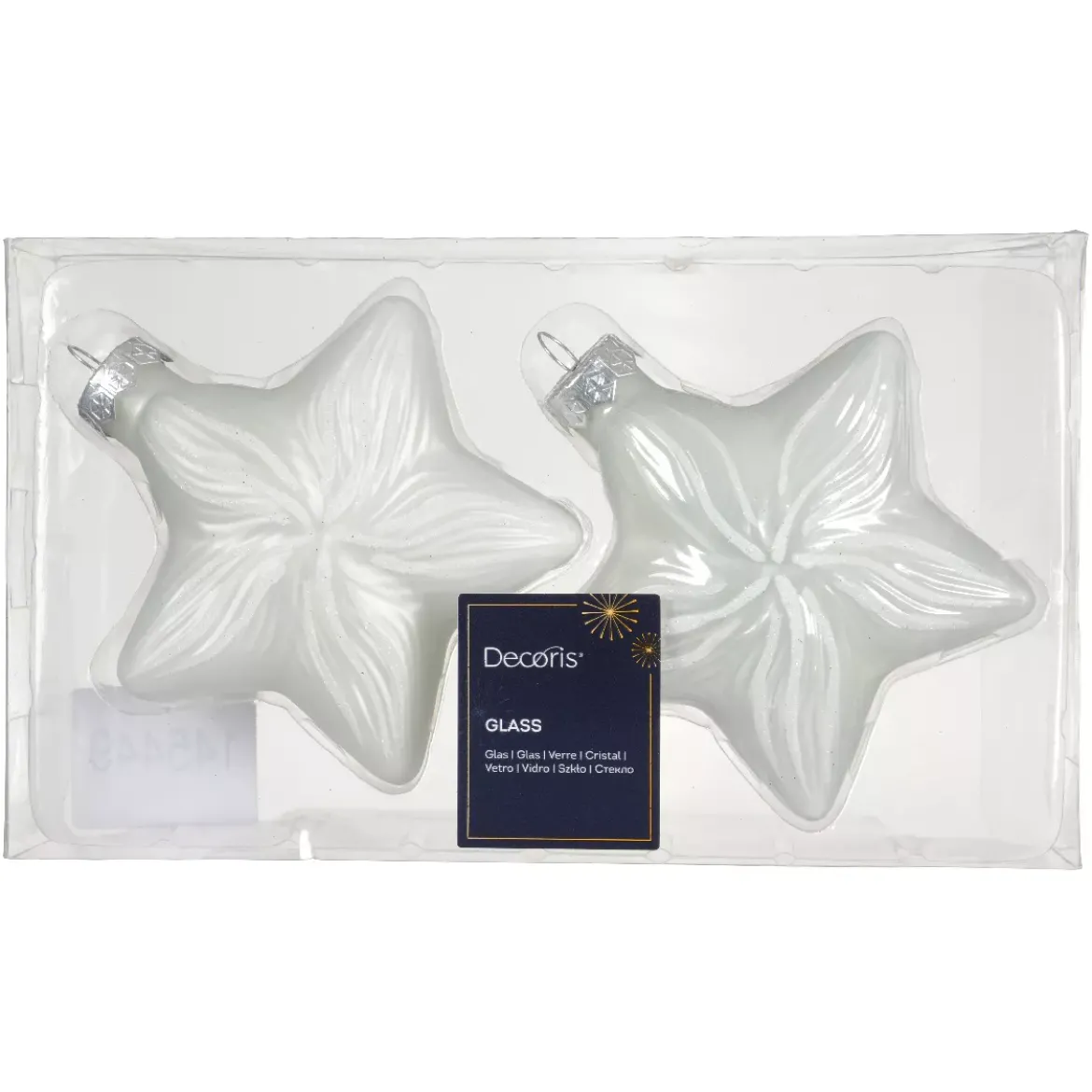 Set di 2 pendenti in vetro (H10 cm) Stelle Celesti Bianco