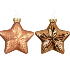Set di 2 pendenti in vetro (H10 cm) Stelle Celesti Cognac