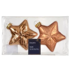 Set di 2 pendenti in vetro (H10 cm) Stelle Celesti Cognac