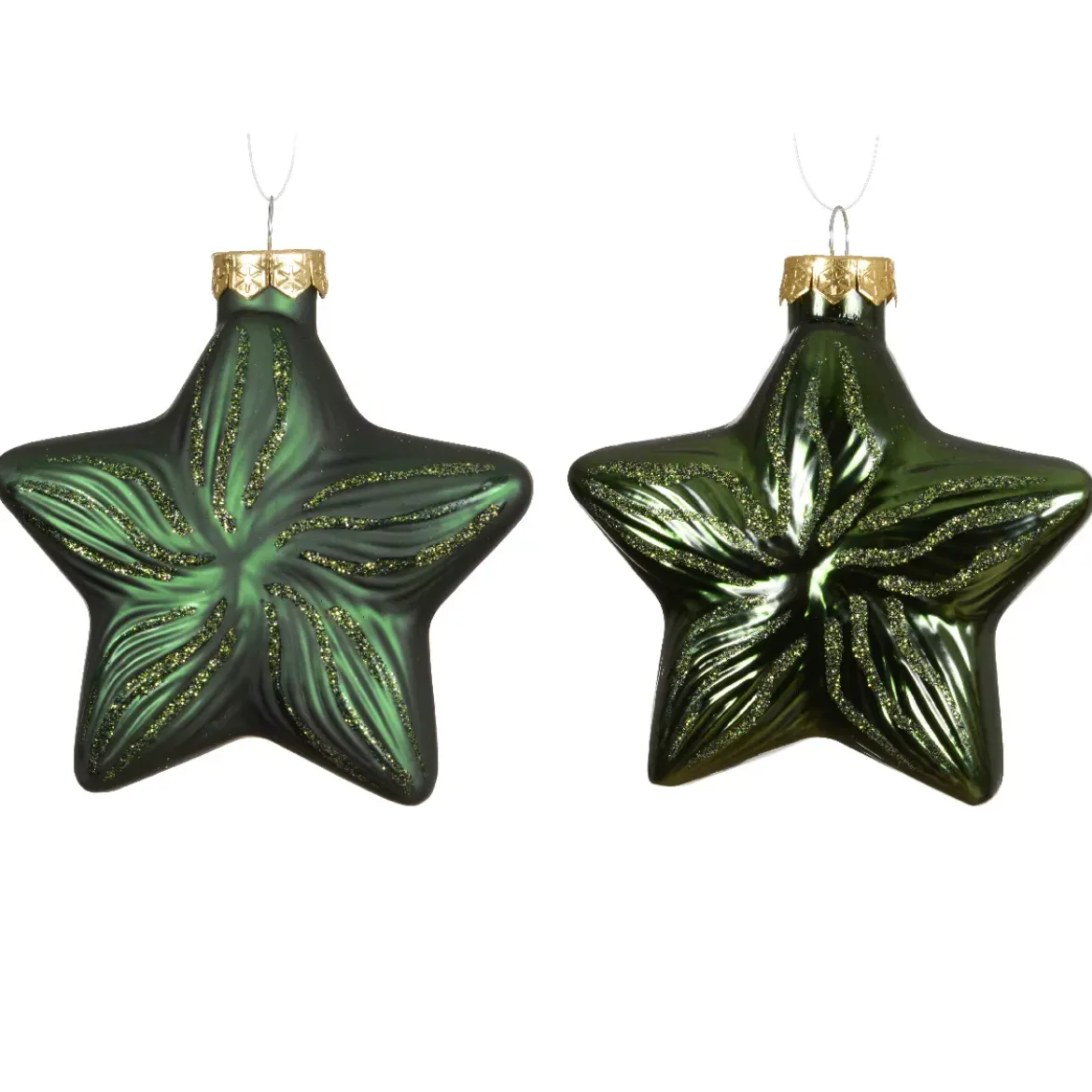 Set di 2 pendenti in vetro (H10 cm) Stelle Celesti Verde Pino
