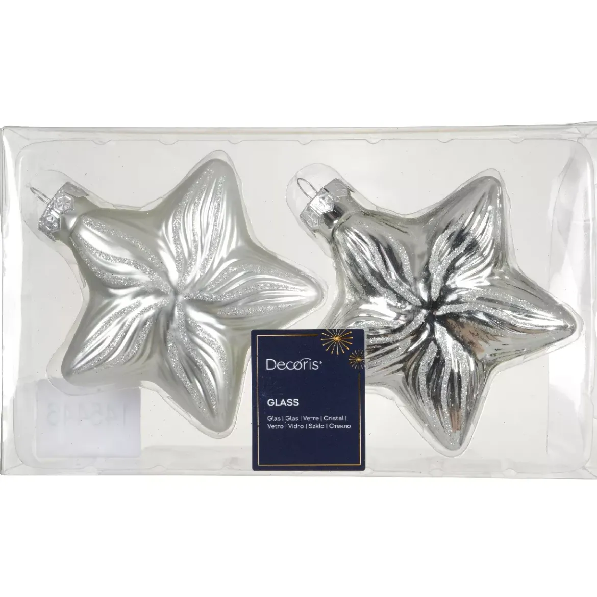 Set di 2 pendenti in vetro (H10 cm) Stelle Celesti Argento