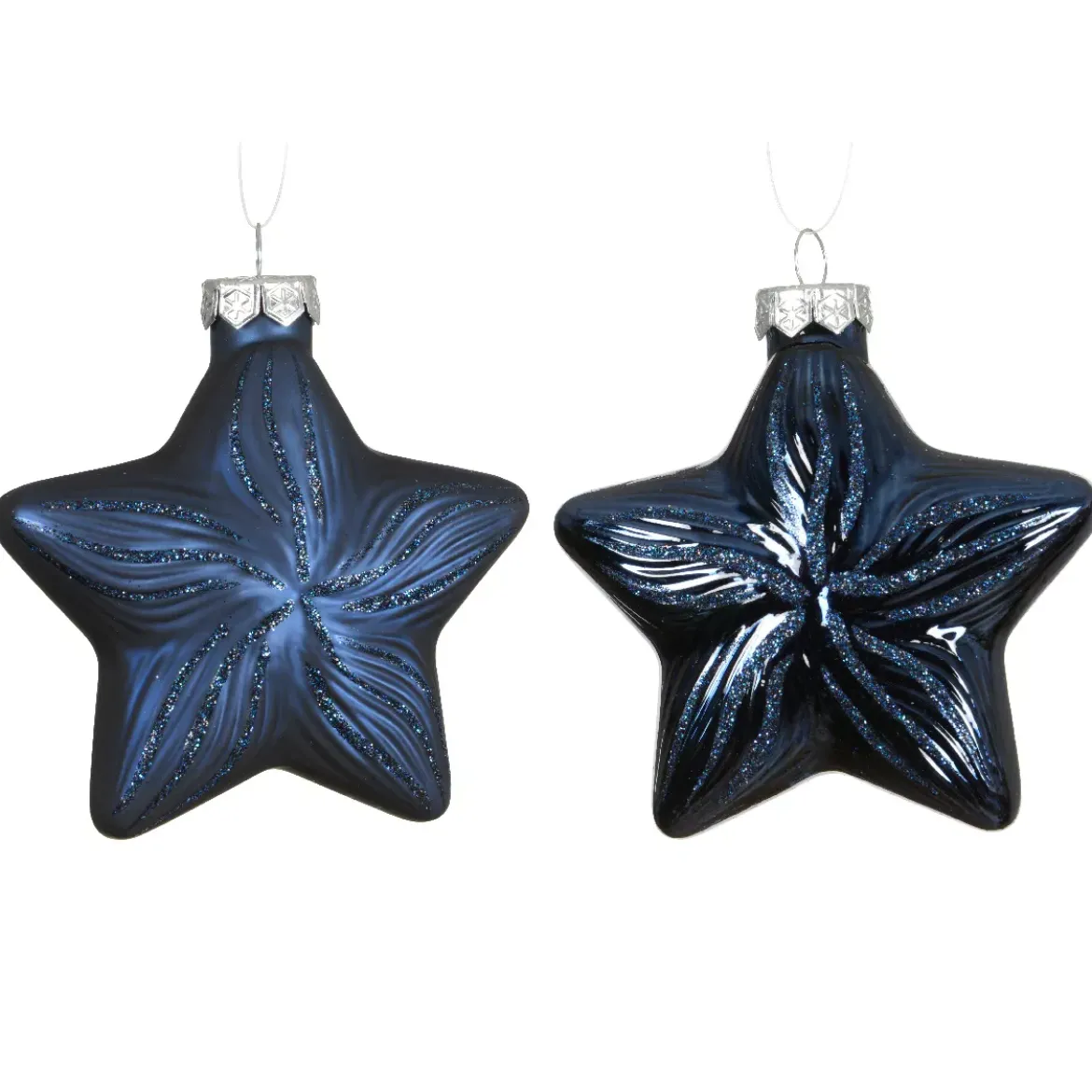 Set di 2 pendenti in vetro (H10 cm) Stelle Celesti Blu