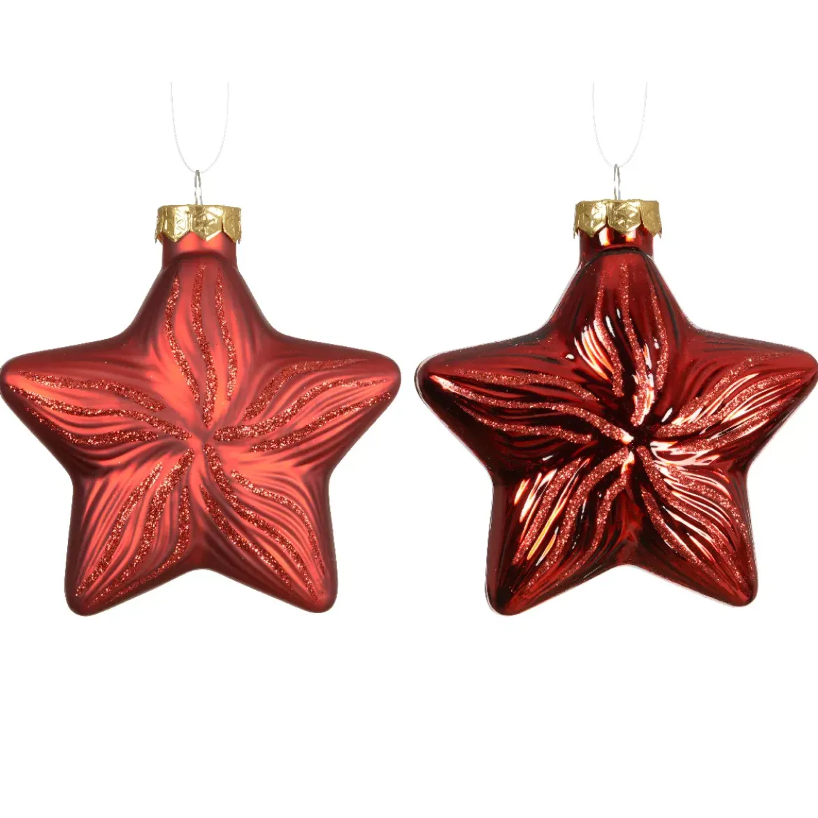 Set di 2 pendenti in vetro (H10 cm) Stelle Celesti Rosse