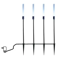 Set di 4 picchetti luminosi da giardino (51.5 cm) Cilindrici Bianco