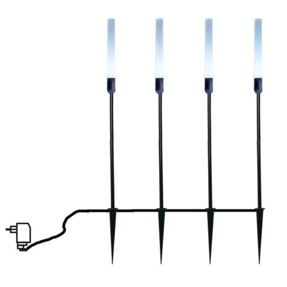 Set di 4 picchetti luminosi da giardino (51.5 cm) Cilindrici Bianco