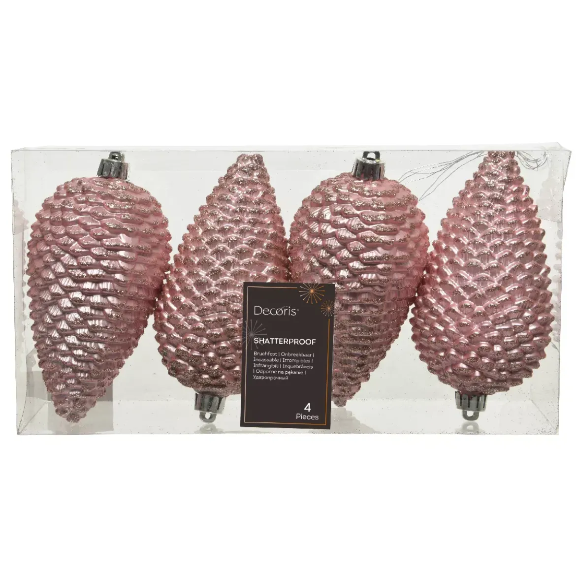 Set di 4 pigne Alpine Rosa cipria