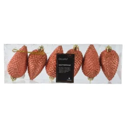 Set di 6 pigne da appendere (H8 cm) Alpine Arancione