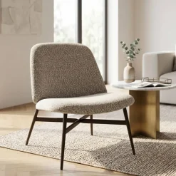 Set di 2 poltrone in bouclé (seduta 40 cm) Isla Grigio chiaro