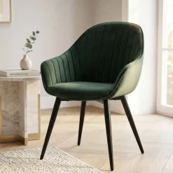 Set di 2 poltrone in velluto (seduta 47 cm) Juno Verde scuro