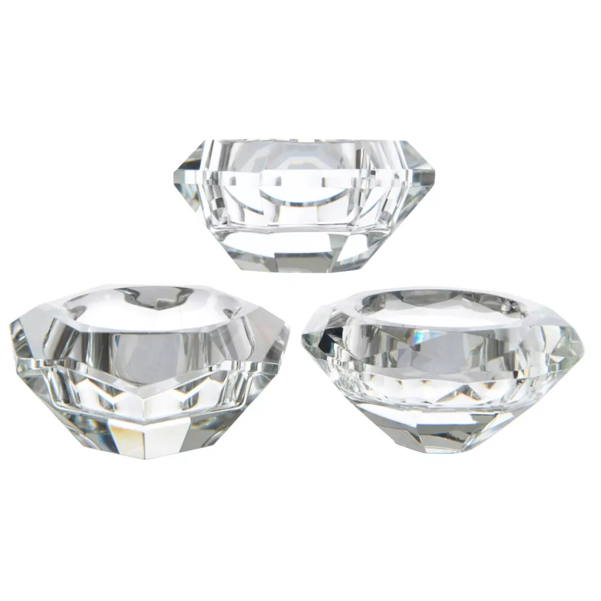 Set di 12 portacandele in vetro (D7 cm) Diamante cristallo Trasparente