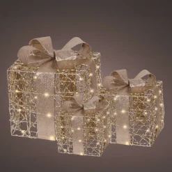 Set di 3 regali luminosi a pile 30 LED (H30 cm) Féerie Oro e Bianco caldo