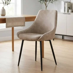 Set di 2 sedie da pranzo in effetto camoscio (seduta 47 cm) Juno Beige