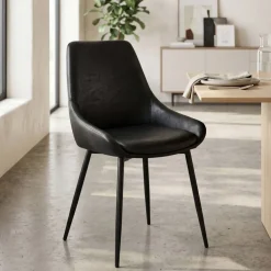 Set di 2 sedie da pranzo in similpelle (seduta 47 cm) Juno Nero