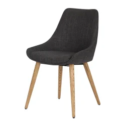 Set di 2 sedie da pranzo in tessuto (seduta 47 cm) Juno Grigio antracite