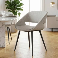 Set di 2 sedie da pranzo in tessuto (seduta 49 cm) Orka Ecru
