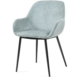 Set di 2 sedie da pranzo in tessuto chenille (seduta 48 cm) Zola Blu celadon