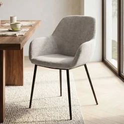 Set di 2 sedie da pranzo in tessuto chenille (seduta 48 cm) Zola Tortora