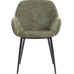 Set di 2 sedie da pranzo in tessuto di velluto (seduta 48 cm) Zola Verde cachi