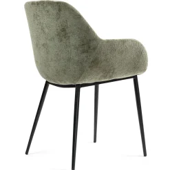 Set di 2 sedie da pranzo in tessuto di velluto (seduta 48 cm) Zola Verde cachi