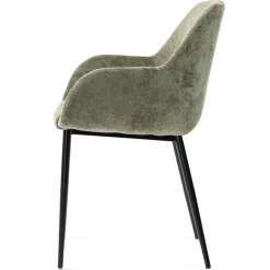 Set di 2 sedie da pranzo in tessuto di velluto (seduta 48 cm) Zola Verde cachi
