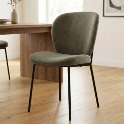 Set di 2 sedie da pranzo in tessuto (seduta 48,5 cm) Isla Verde scuro
