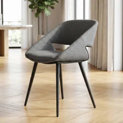 Set di 2 sedie da pranzo in tessuto (seduta 49 cm) Orka Grigio scuro