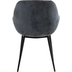 Set di 2 sedie da pranzo in tessuto chenille (seduta 48 cm) Zola Grigio scuro