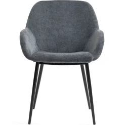 Set di 2 sedie da pranzo in tessuto chenille (seduta 48 cm) Zola Grigio scuro