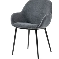 Set di 2 sedie da pranzo in tessuto chenille (seduta 48 cm) Zola Grigio scuro