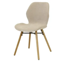 Set di 2 sedie da pranzo in tessuto testurizzato (seduta 46 cm) Malika Beige Sabbia
