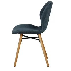 Set di 2 sedie da pranzo in tessuto testurizzato (seduta 46 cm) Malika Blu scuro