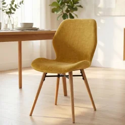 Set di 2 sedie da pranzo in tessuto testurizzato (seduta 46 cm) Malika Giallo senape