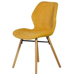 Set di 2 sedie da pranzo in tessuto testurizzato (seduta 46 cm) Malika Giallo senape