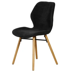 Set di 2 sedie da pranzo in tessuto testurizzato (seduta 46 cm) Malika Nero