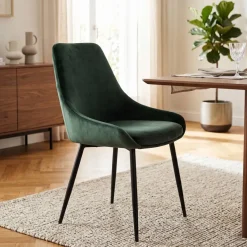 Set di 2 sedie da pranzo in velluto (seduta 47 cm) Juno Verde pino