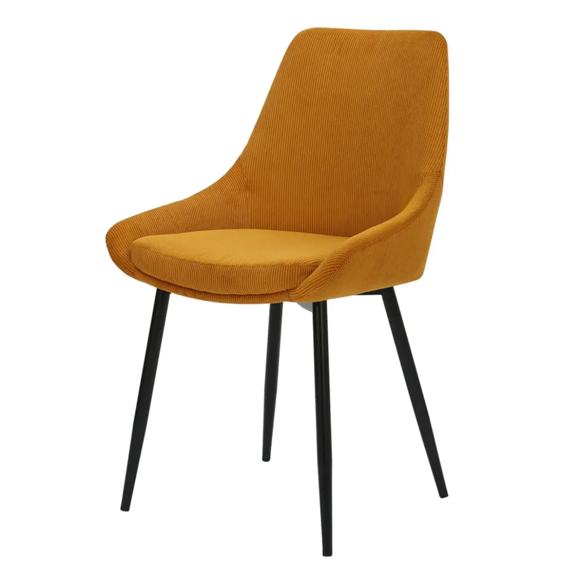 Set di 2 sedie da pranzo in velluto a coste (Altezza seduta 47 cm) Juno Giallo curry