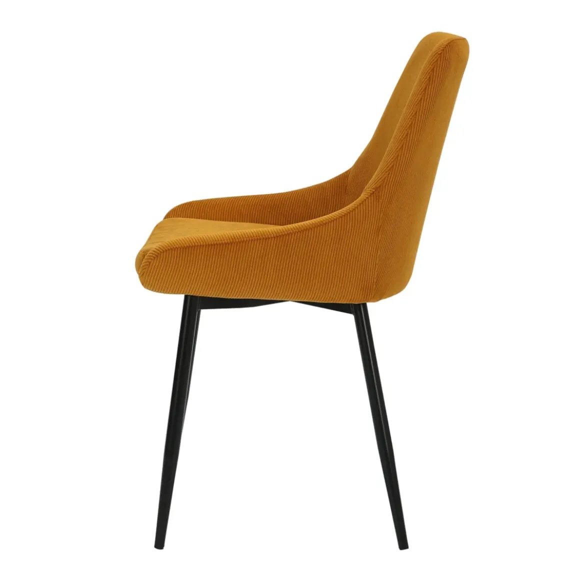 Set di 2 sedie da pranzo in velluto a coste (Altezza seduta 47 cm) Juno Giallo curry