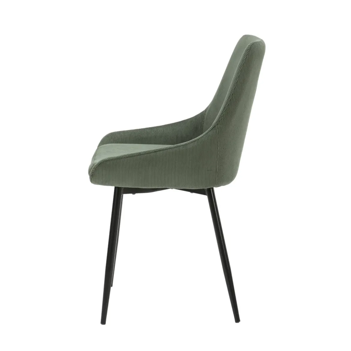 Set di 2 sedie da pranzo in velluto a coste (seduta 47 cm) Juno Verde cachi
