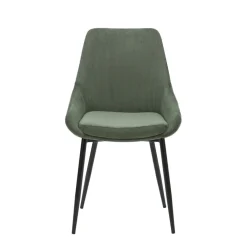 Set di 2 sedie da pranzo in velluto a coste (seduta 47 cm) Juno Verde cachi