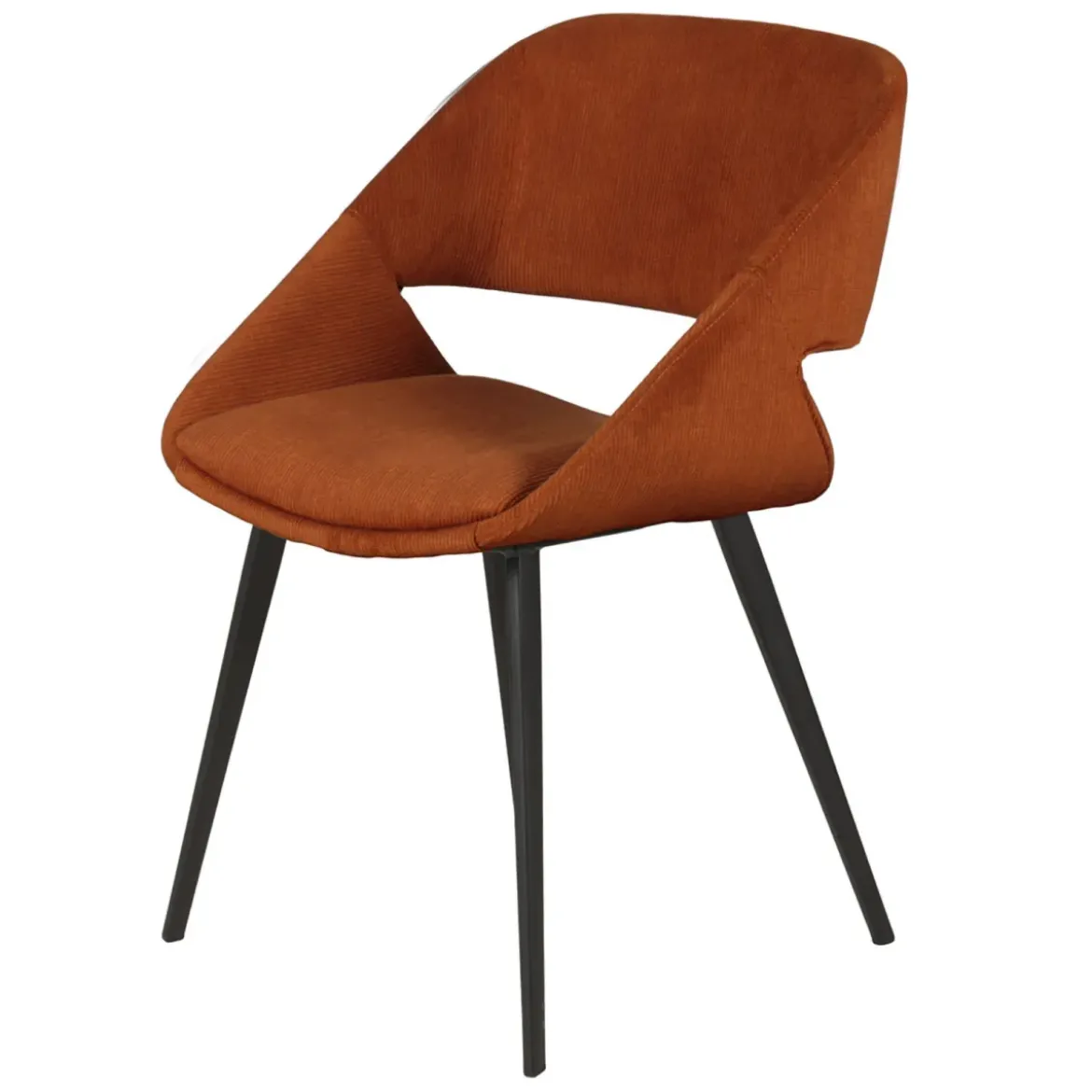 Set di 2 sedie da pranzo in velluto a coste (seduta 49 cm) Orka Cognac