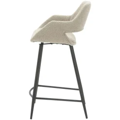 Set di 2 sedie per isola centrale con schienale in bouclé (seduta 65 cm) Soho Grigio chiaro