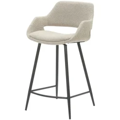 Set di 2 sedie per isola centrale con schienale in bouclé (seduta 65 cm) Soho Grigio chiaro