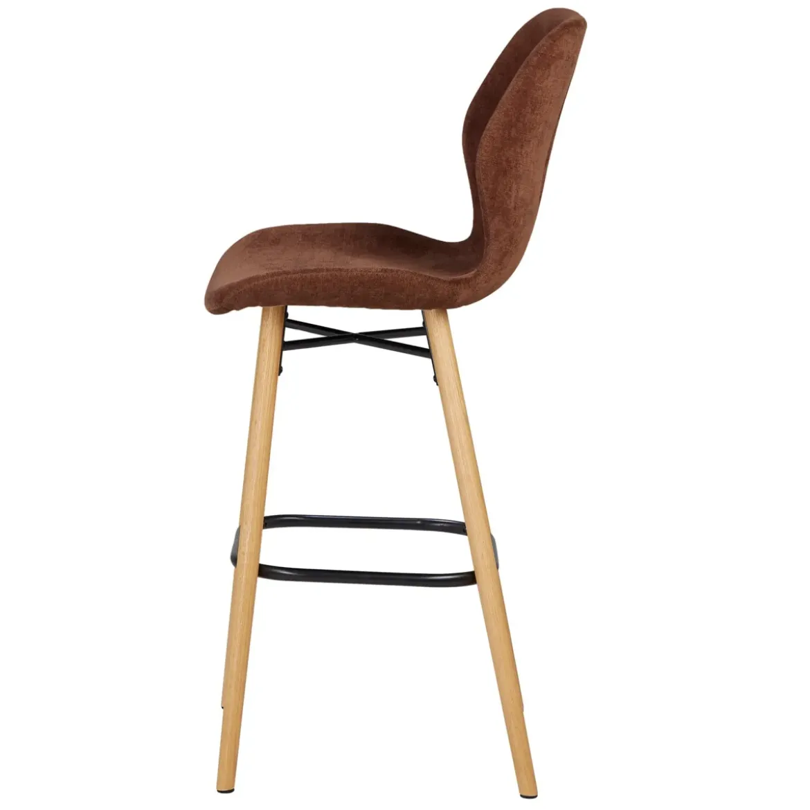 Set di 2 sedie per isola centrale con schienale in tessuto (Altezza seduta 65cm) Malika Mogano