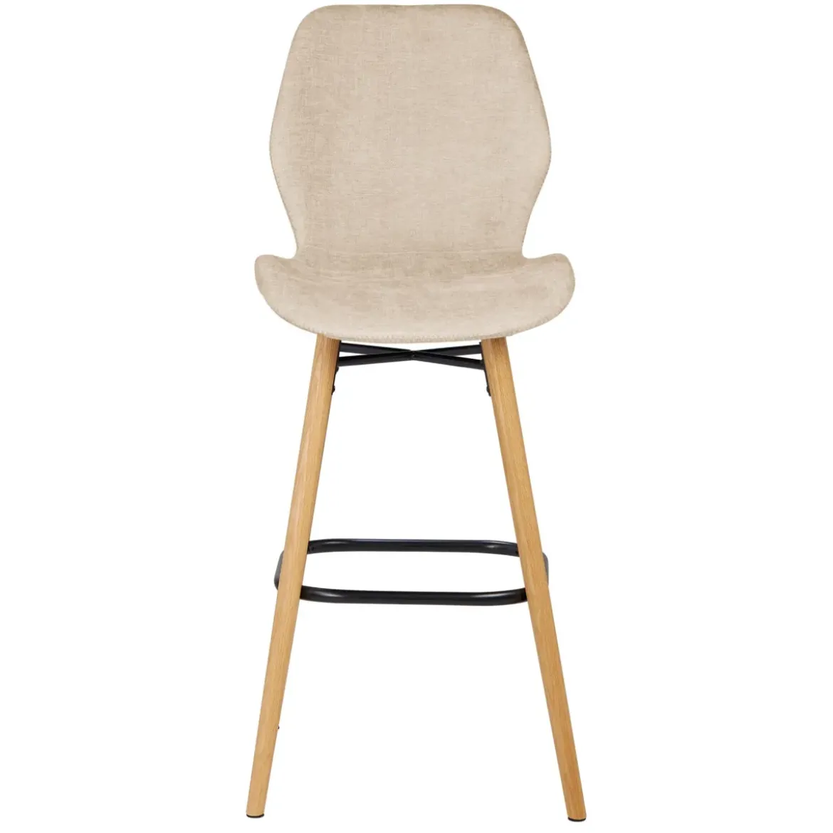 Set di 2 sedie per isola centrale con schienale in tessuto (Altezza seduta 65cm) Malika Beige sabbia