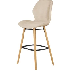 Set di 2 sedie per isola centrale con schienale in tessuto (Altezza seduta 65cm) Malika Beige sabbia